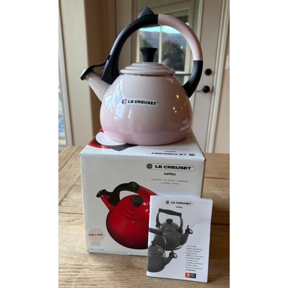 Le Creuset Other - Le Creuset  Enamel On Steel Oolong Tea Kettle w/o Max Line 1.6 qt Shell Pink NEW